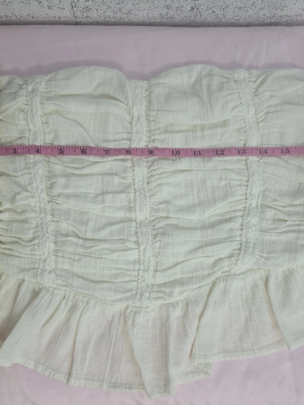 Free People Cream Ruched Ruffle Tube Top
